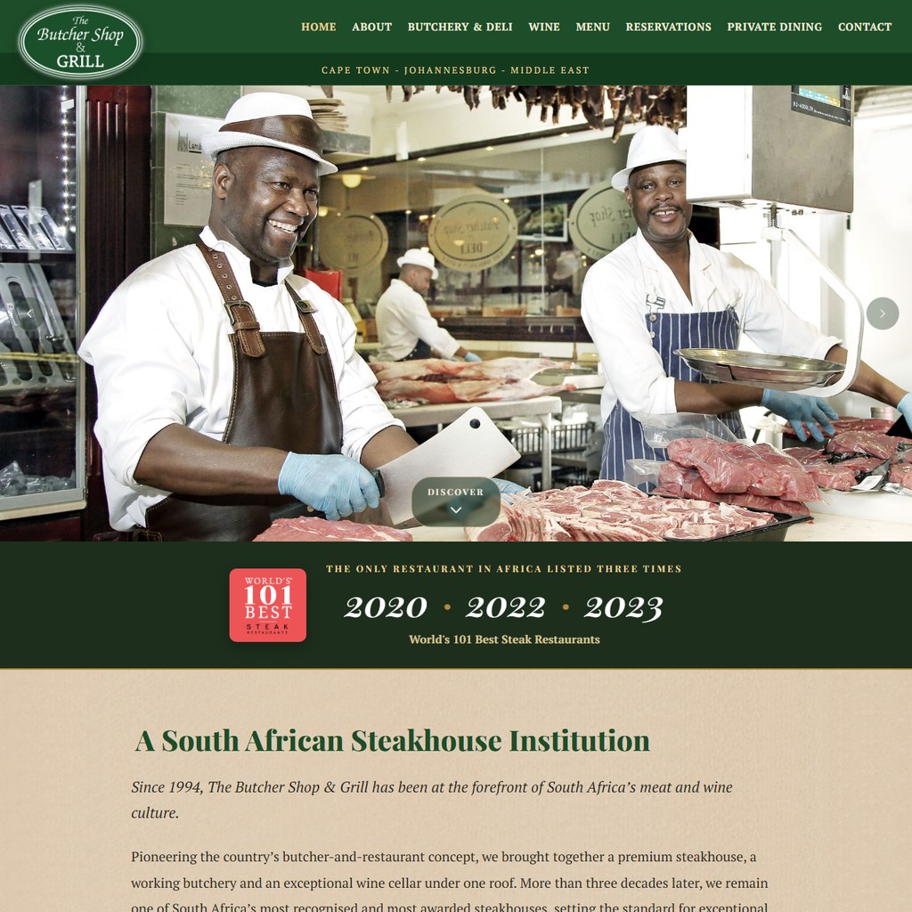 The Butchershop and Grill website by Tailoredwebs