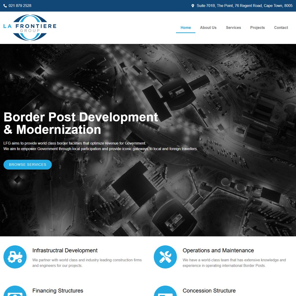 La Frontiere Group website by Tailoredwebs