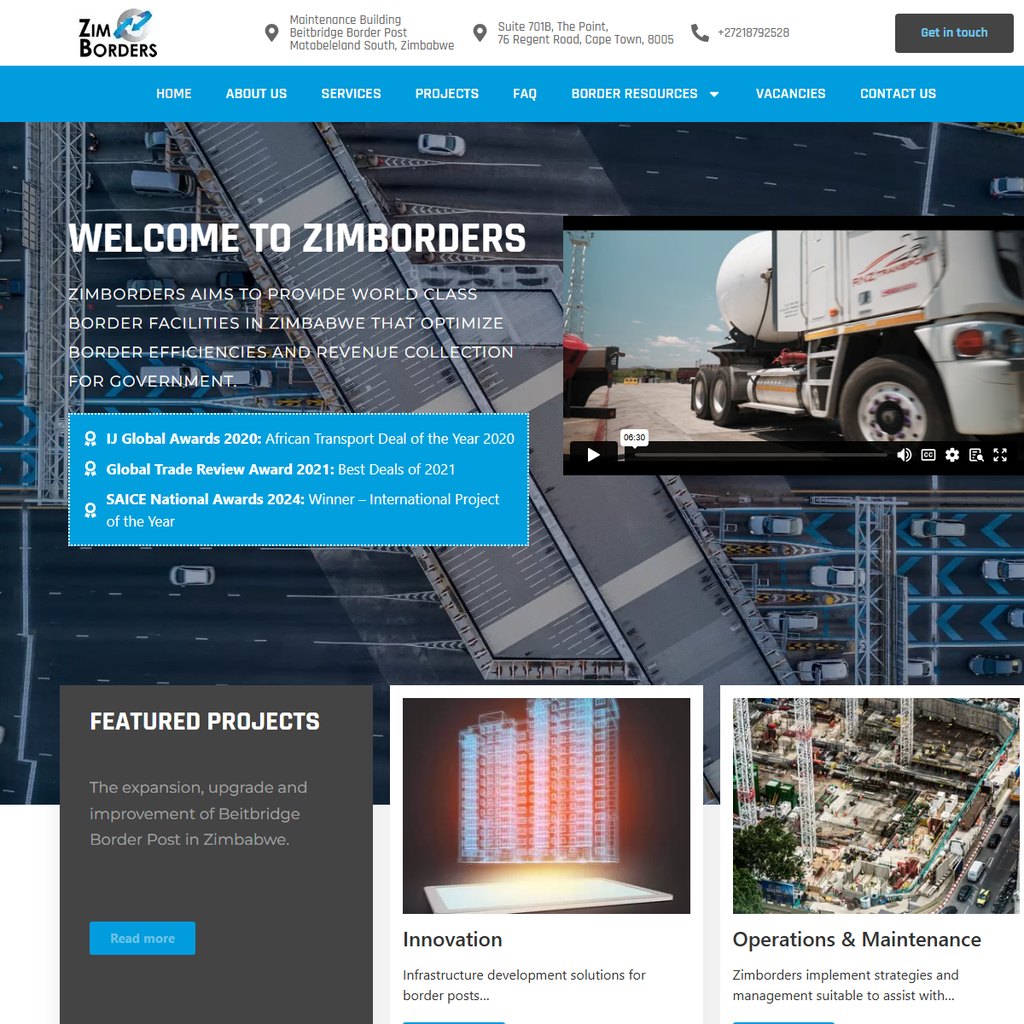Zimborders website by Tailoredwebs